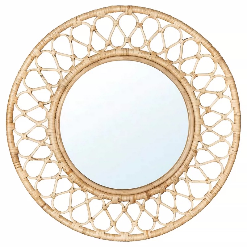 Rattan Mirror Round - Espejo Redondo de Pared de Ratán,