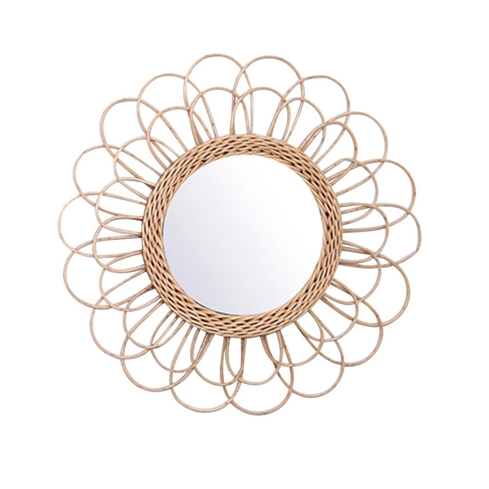 Rattan Mirror Round - Espejo de ratán, arte innovador para