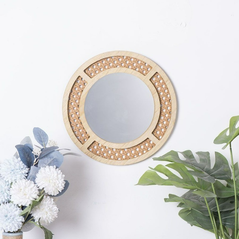 Rattan Mirror Round - Espejo decorativo creativo hecho a mano