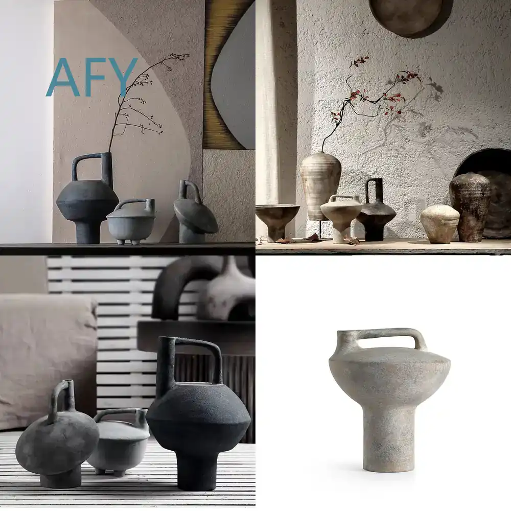 Interior Design Zen - Jarrón de Cerámica Vintage Wabi Sabi