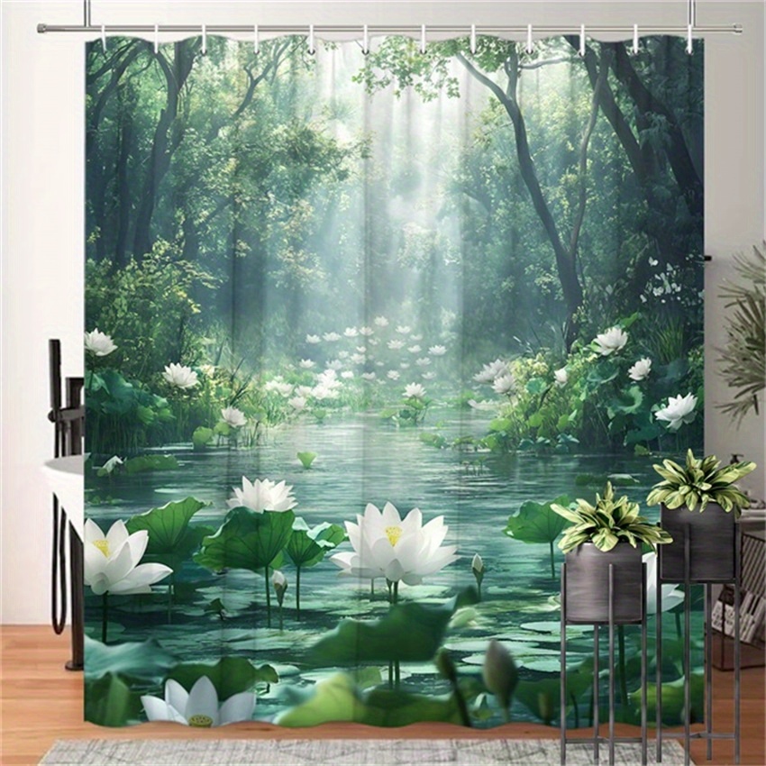 Cortina de ducha Lotus Forest, - Interior Design Zen reseña y precio