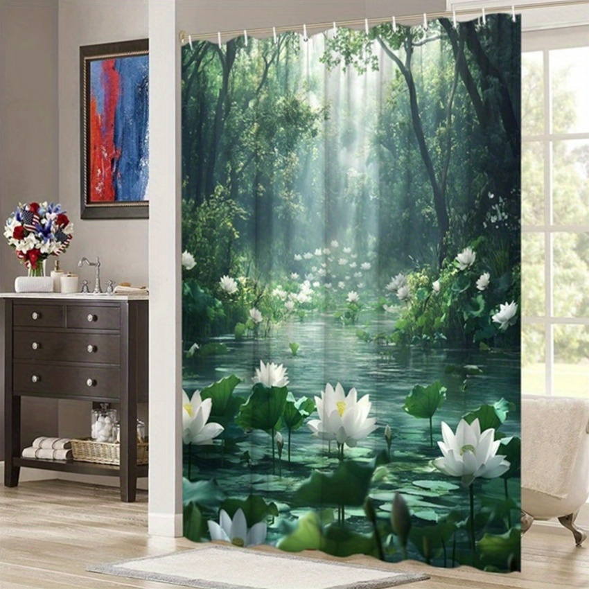 Cortina de ducha Lotus Forest, - Interior Design Zen reseña y precio