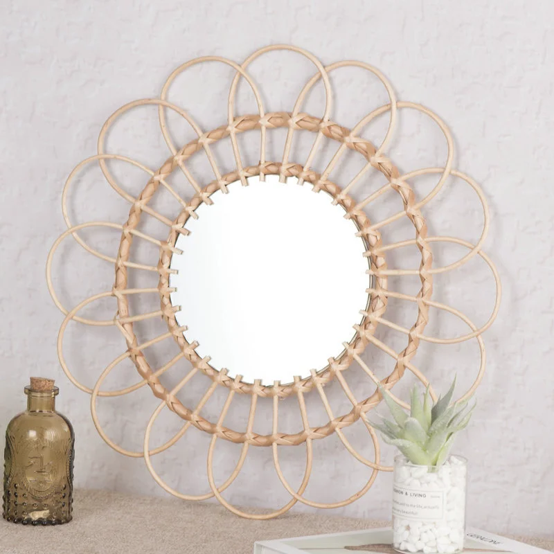 Espejo colgante de ratán con f - Rattan Mirror Round reseña y precio