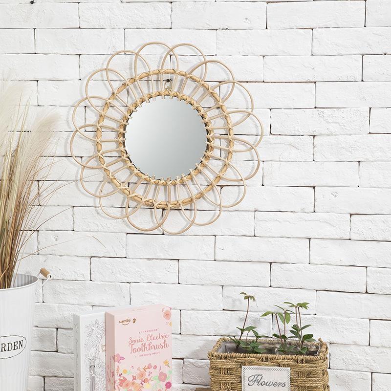 Espejo colgante de ratán con f - Rattan Mirror Round reseña y precio
