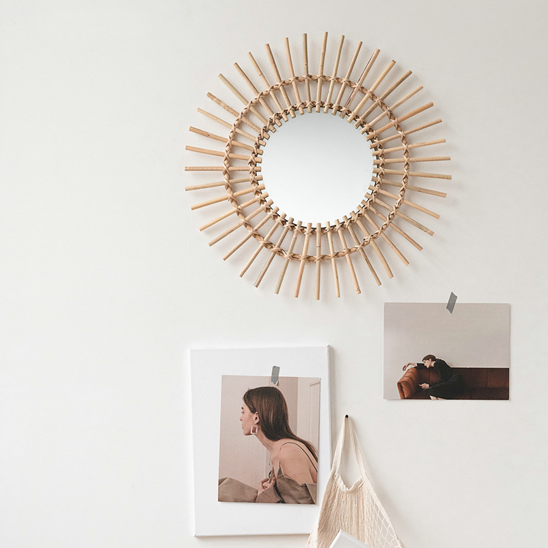 Espejo de maquillaje colgante  - Rattan Mirror Round reseña y precio