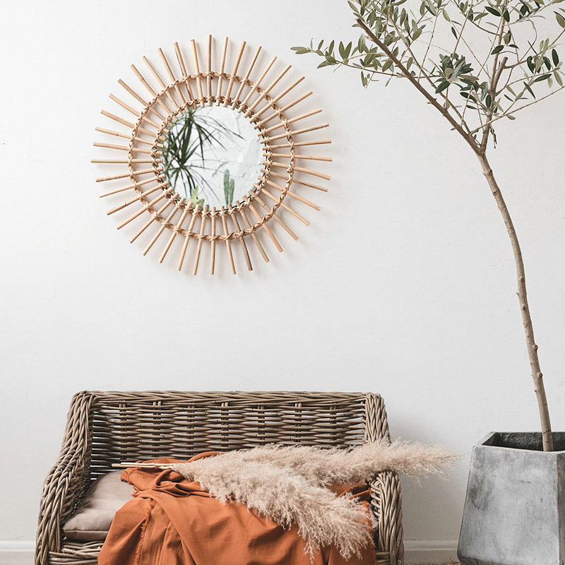 Espejo de maquillaje colgante  - Rattan Mirror Round reseña y precio