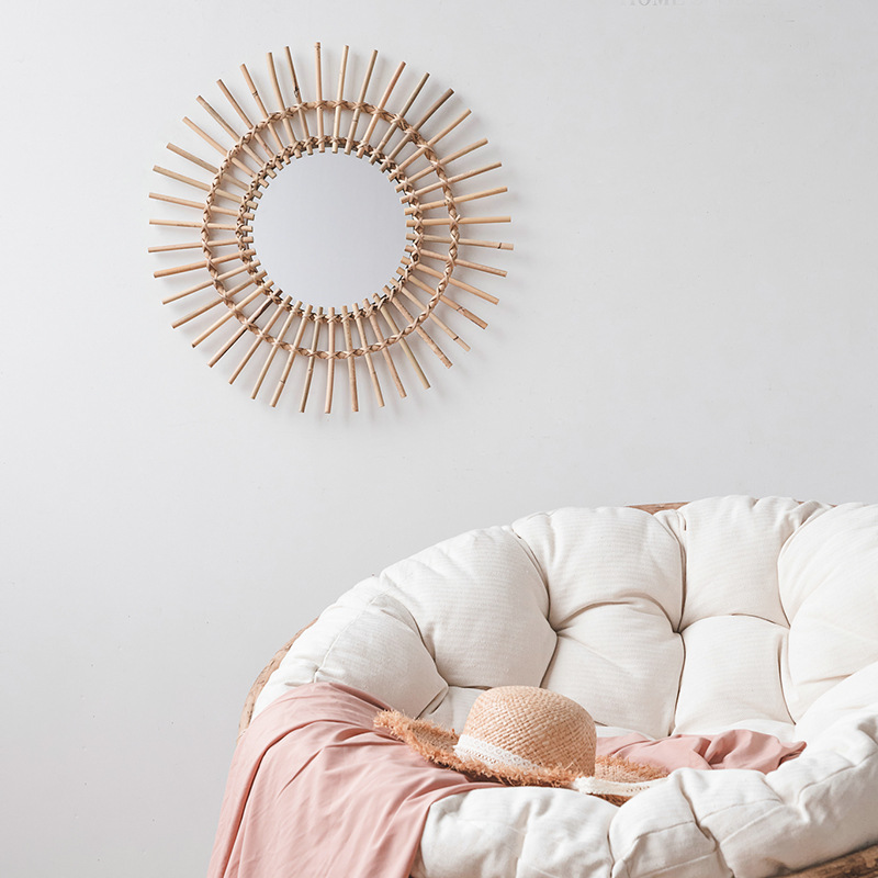 Espejo de maquillaje colgante  - Rattan Mirror Round reseña y precio