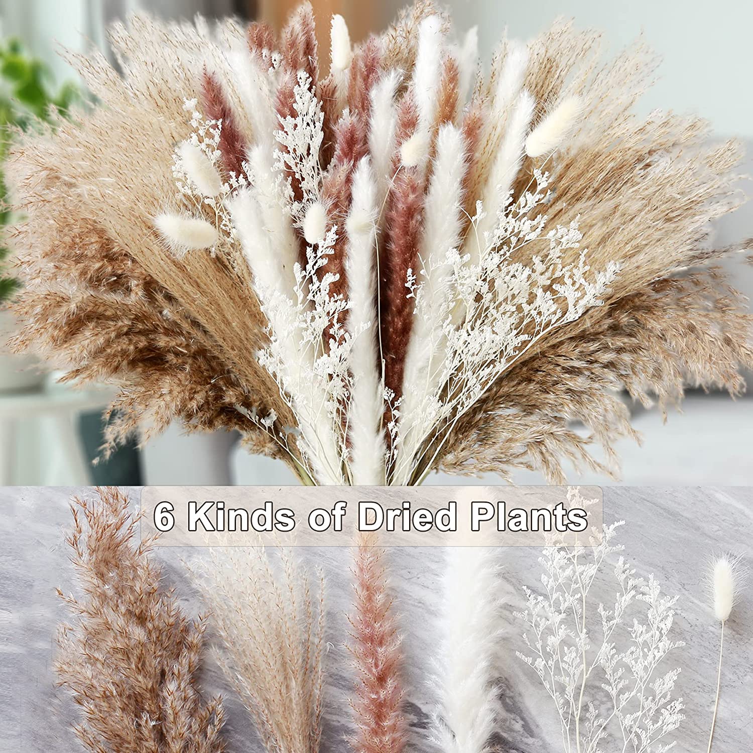 Decoración de mesa para el hog - Dried Pampas Bundle reseña y precio