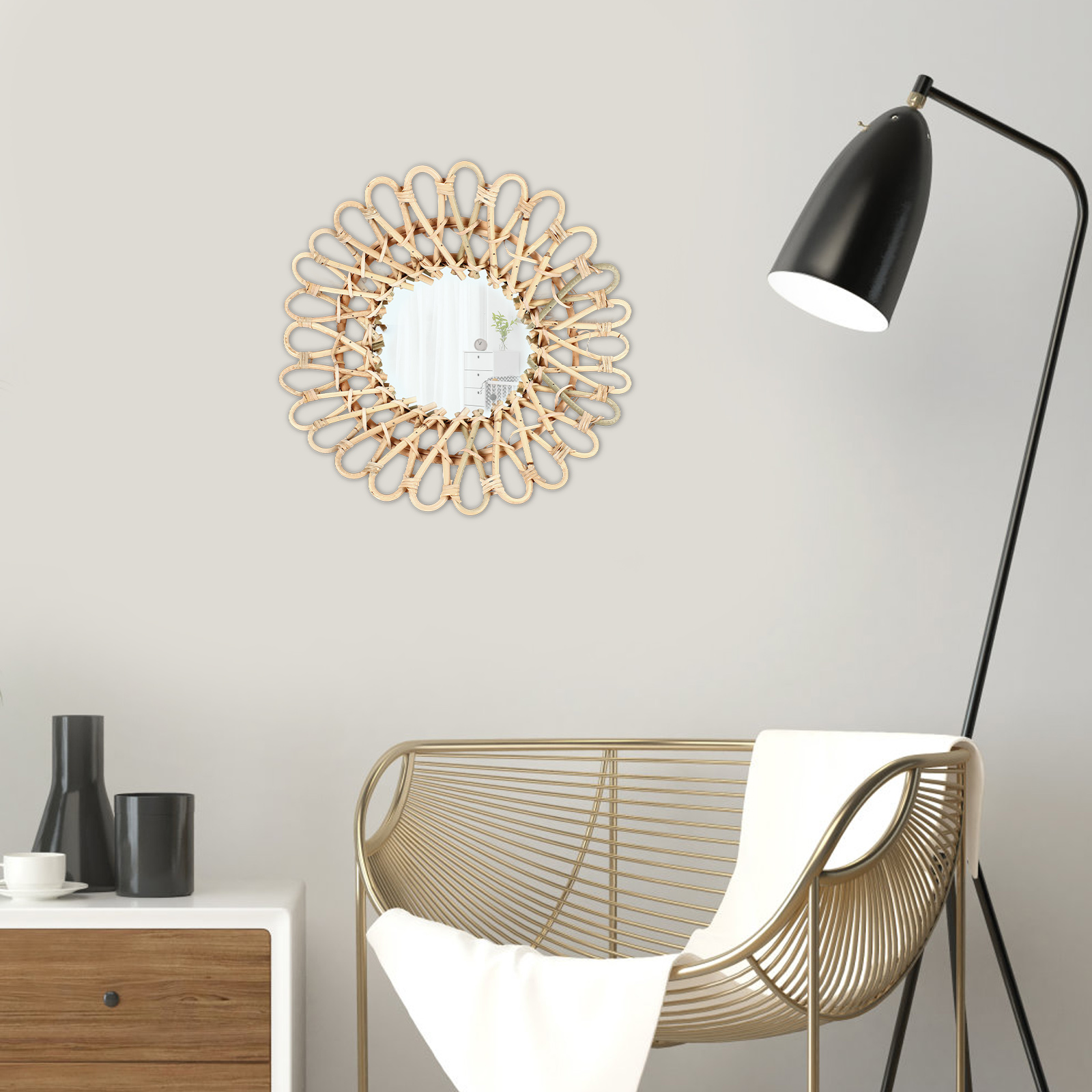 Espejo de Ratán Grande de 40 c - Rattan Mirror Round reseña y precio