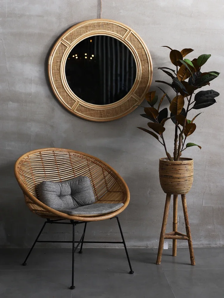 Espejo Redondo Retro de Mimbre - Rattan Mirror Round reseña y precio