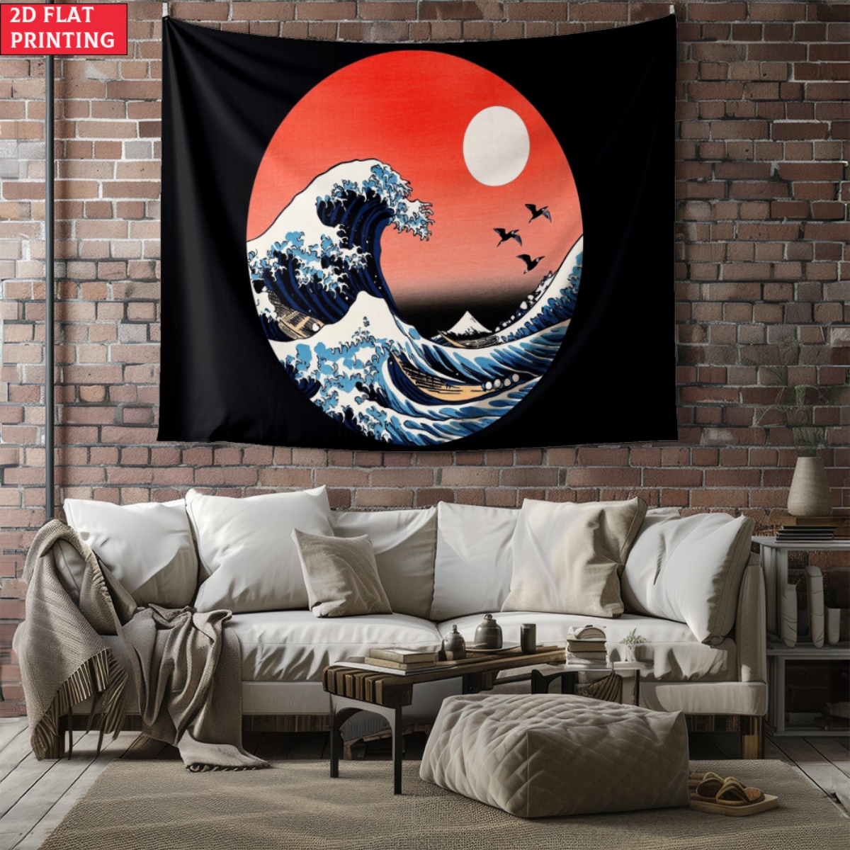 Tapiz de puesta de sol de onda - Interior Design Zen reseña y precio