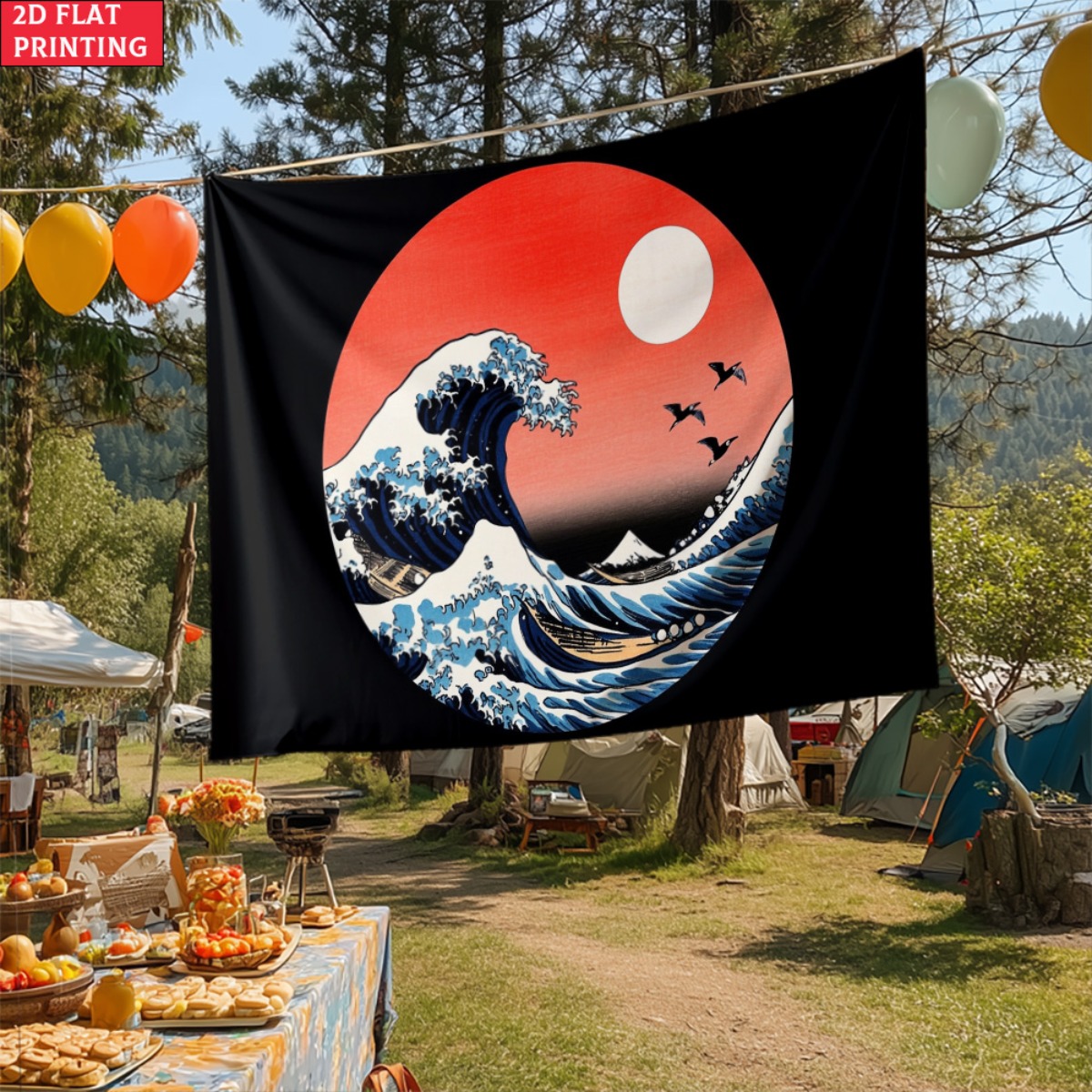 Tapiz de puesta de sol de onda - Interior Design Zen reseña y precio
